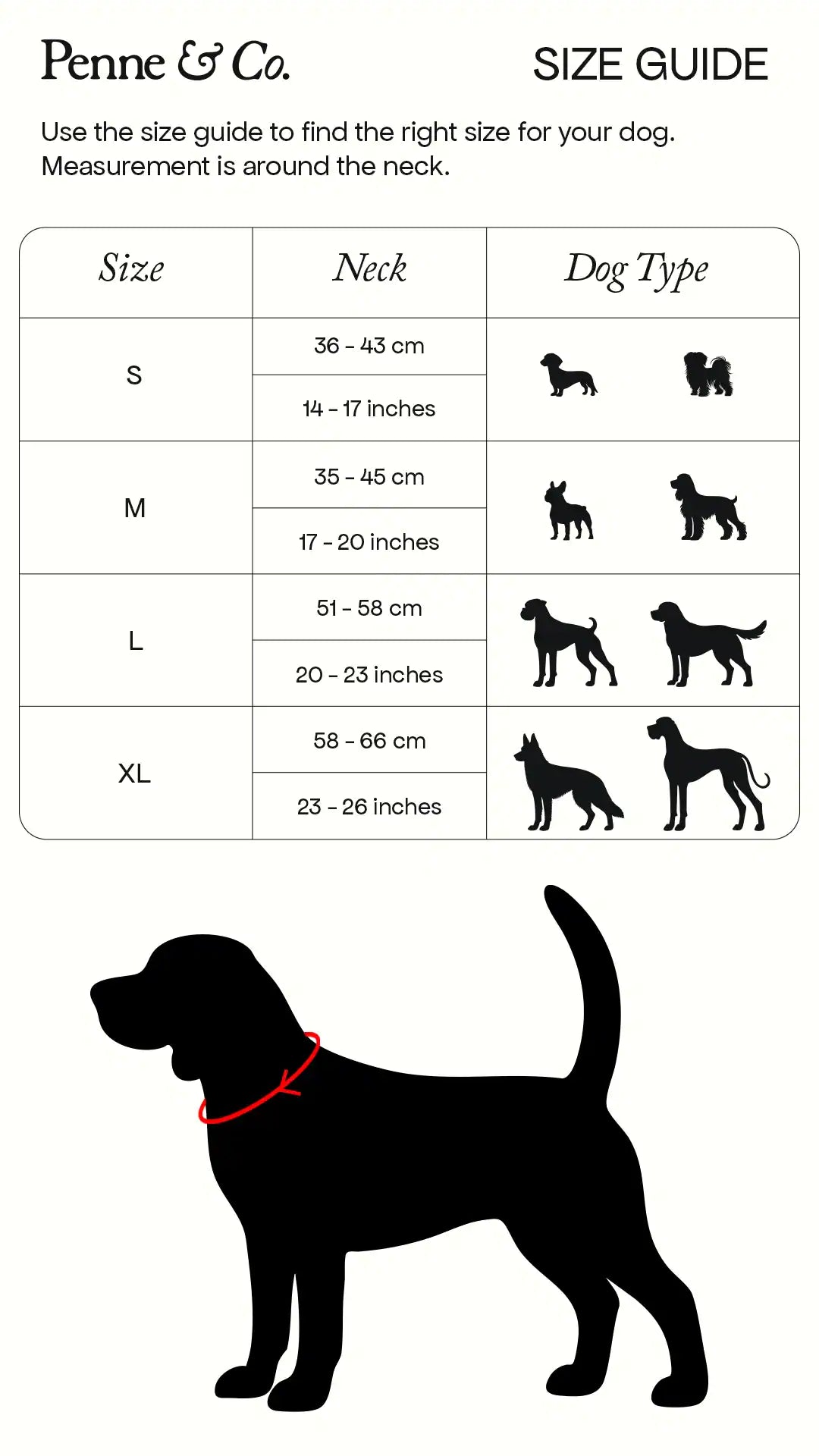 Brecon Collar Size Guide - Penne&Co.