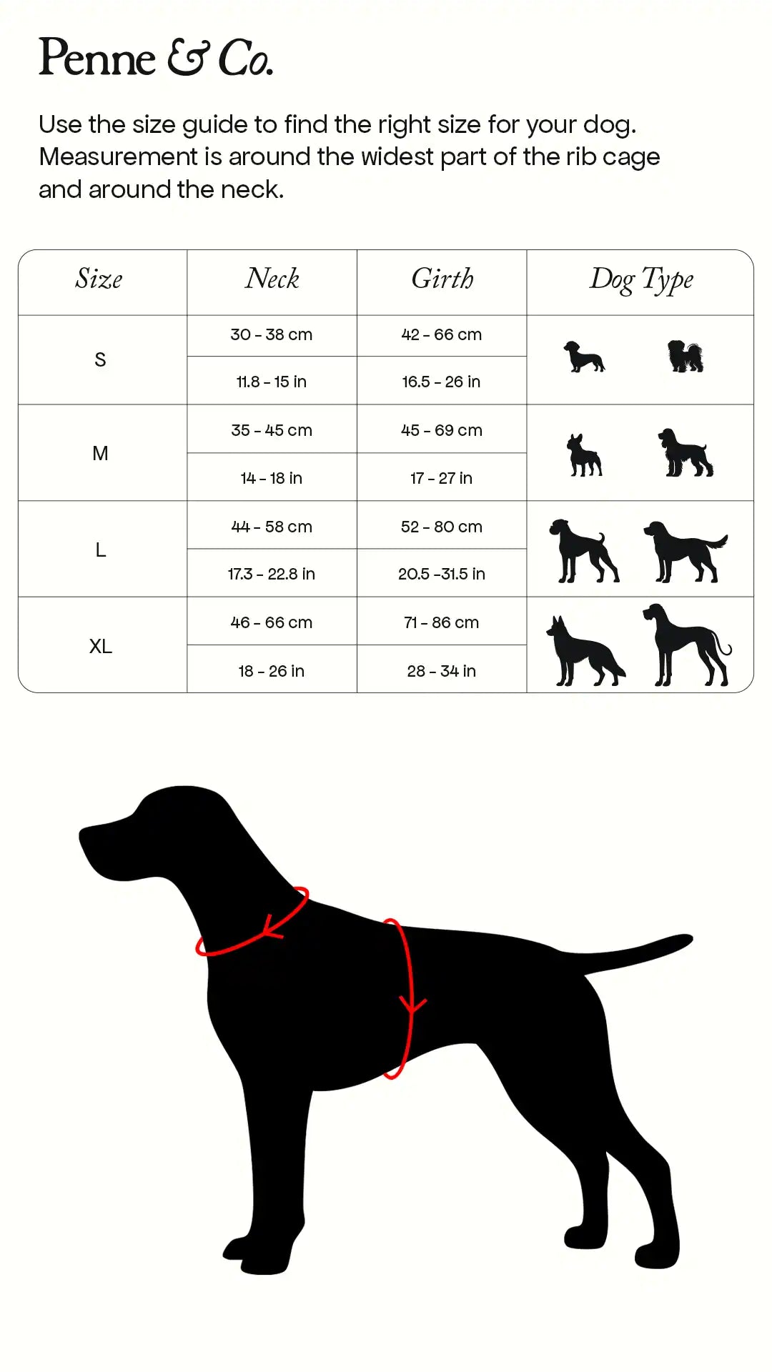 Brecon Harness Size Guide - Penne&Co.
