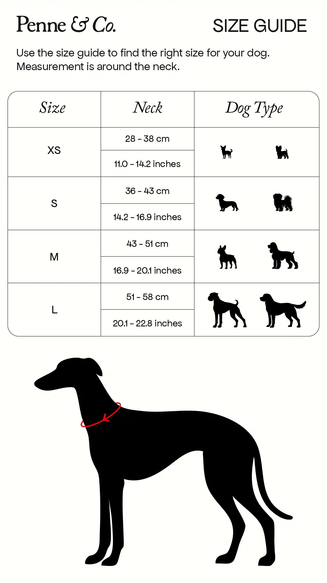 Richmond Collar Size Guide - Penne&Co.